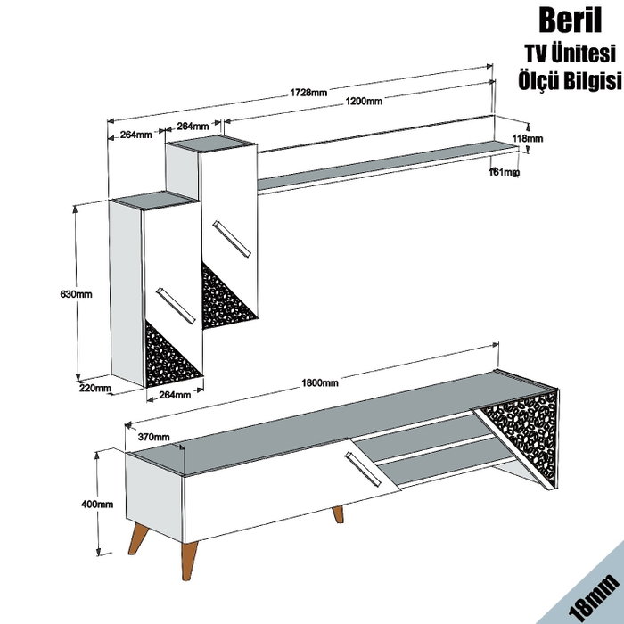 Hanah Home Beril - Oak Mueble para TV